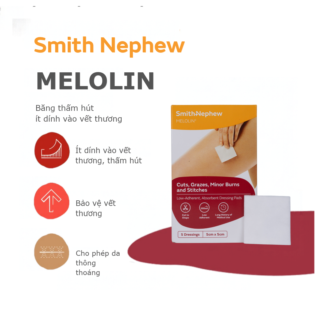 Băng gạc thấm hút ít dính vết thương MELOLIN Smith+Nephew